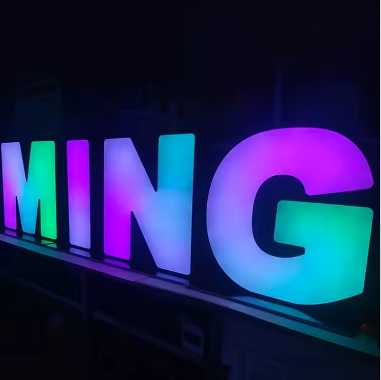 Blue and purple mood lighting effect using 12V 3-LED RGBC programmable modules.