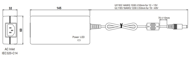 GST90A12 physical case dimensions: 145x60x32mm.