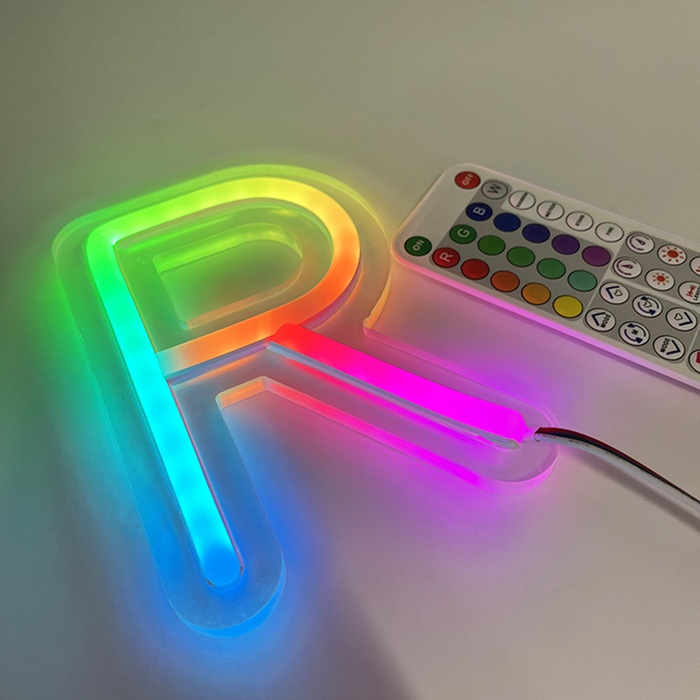 Addressable neon RGB 3838 strip, DC12V 14W 84LEDs/m, 6mm width, 3.6cm cuttable, 5m roll, IC1812 RGB programmable neon light with remote control for custom signage