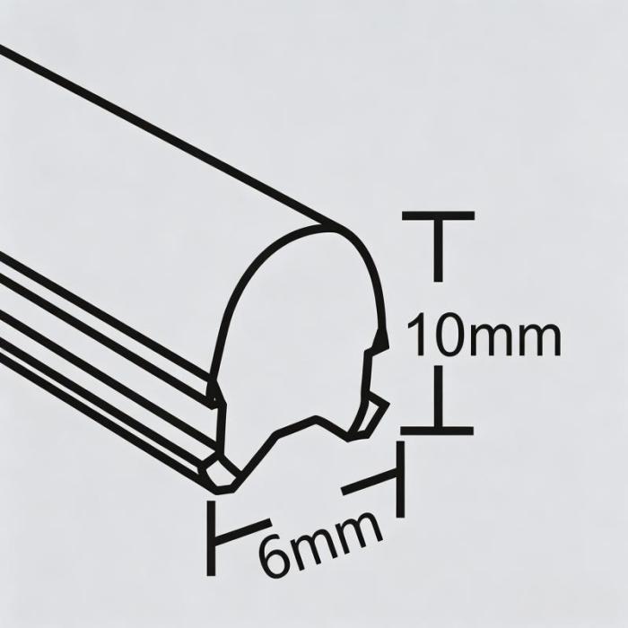 12V DV0610 6x10mm red separate silicone neon flex dimension chart.