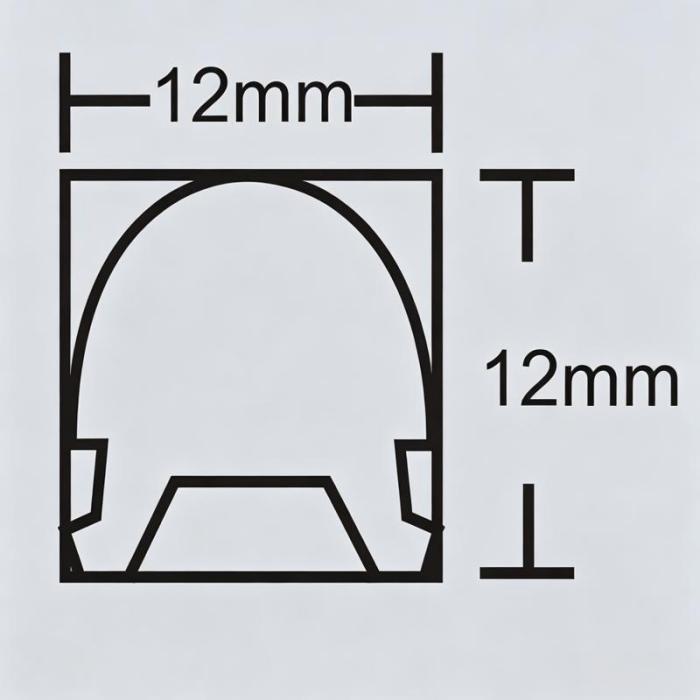 12V DV1212 12x12mm ice blue separate silicone neon flex dimension chart.