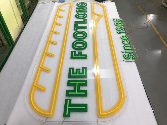Vintage frame restaurant custom split neon light sign.