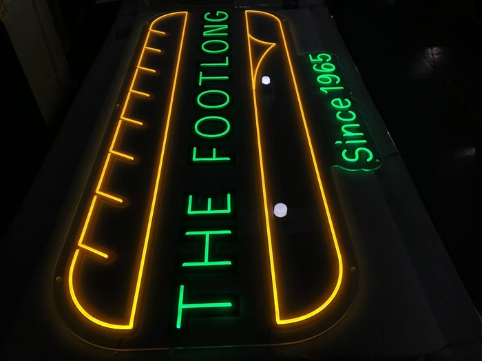 Vintage frame restaurant custom split neon light sign.